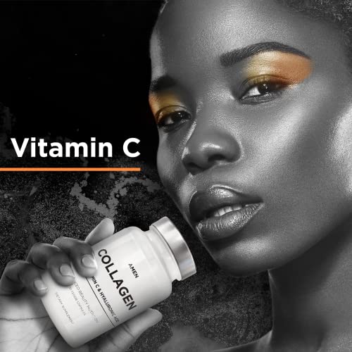 Amen Multi Collagen Peptides Capsules With Hyaluronic Acid And Vitamin C - 5 Types Of Collagen Protein Type I, Ii, Iii, V, X - Grass Fed - Hydrolyzed - Amino Acids - Collagen Supplement - 90 Pills #TOP4