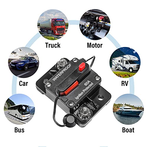 Disyuntor de circuito impermeable 60A de 12V-48V con reinicio manual 6