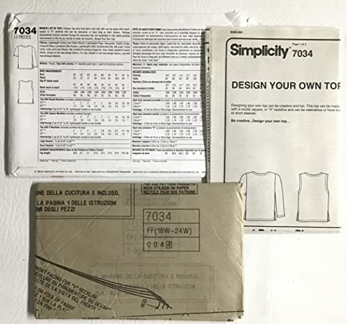Patrons de couture avec 9 variations de tops Simplicity 7034 taille FF - 3