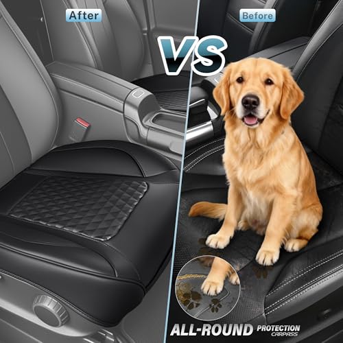 Image of CAR PASS 2 Pack Leather Bottom Car Seat Covers Front Seat Cushion Cover, Anti-Slip and Wrap Around the Bottom, Car Seat Protector Universal Fit for Most Cars, SUVs, and Trucks, 2Pcs Black