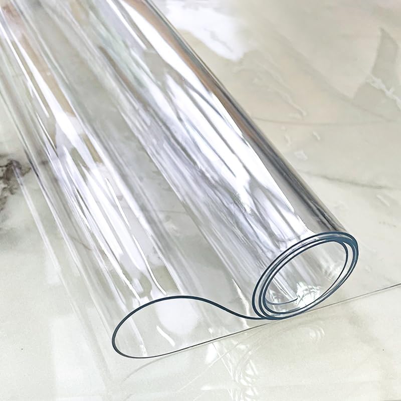 Heavy-Duty Clear Table Cover Protector, 1.5mm Thick, Waterproof Plastic Tablecloth, Non-Slip (95x122cm PVC Tablecloth)