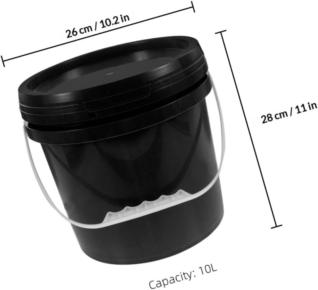 Food-Grade Pp Paint Bucket with Lid 10l Black Sealed Plastic Paint Storage Container for Painting and Coating Applications