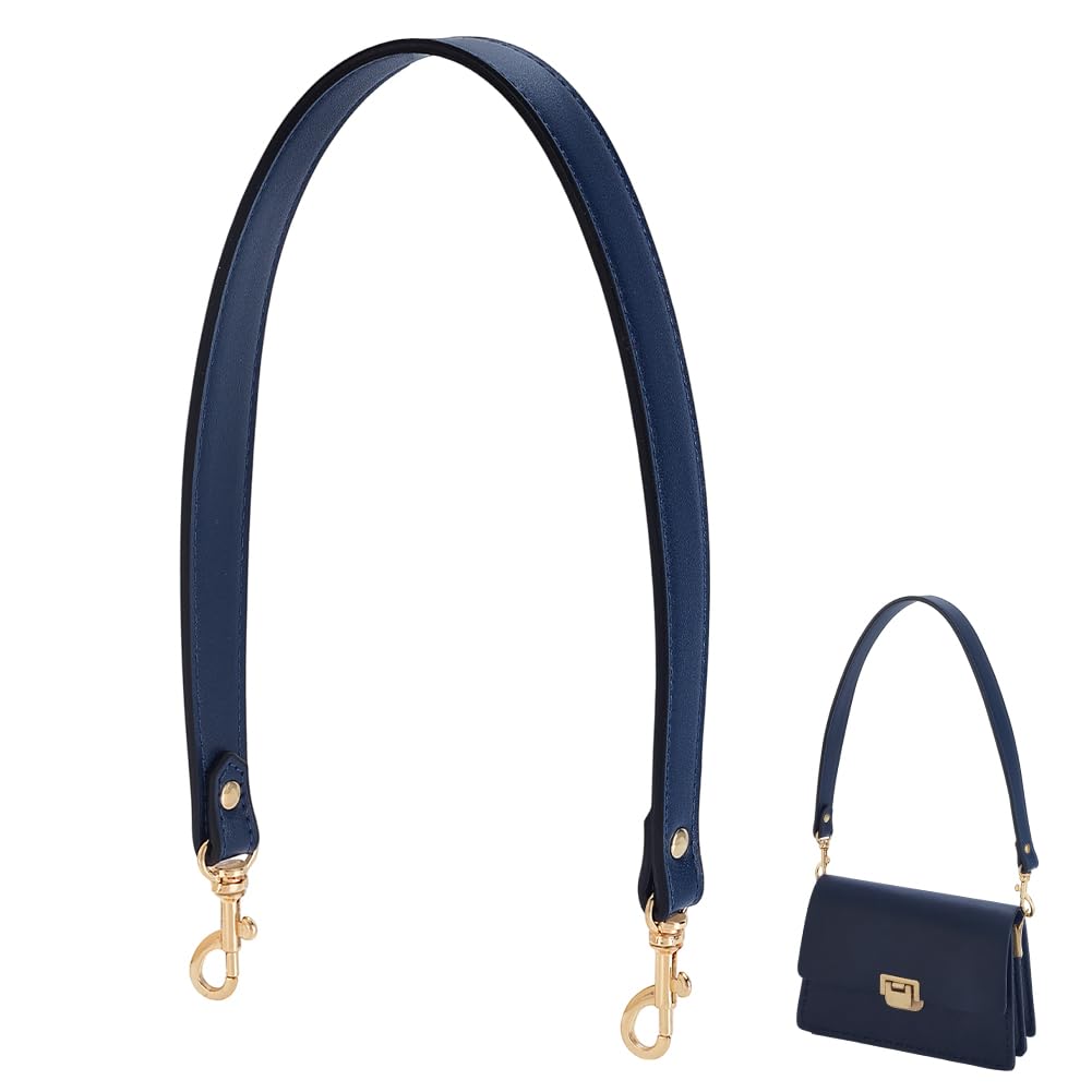 Sangle de sac à main de rechange en cuir bleu et boucles dorées chic
