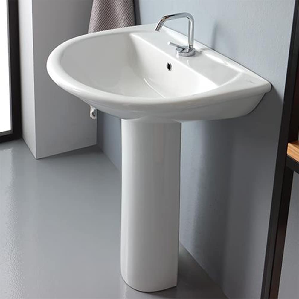 Inbagno Sanitari Bagno in Set, Completo di WC, copriwater, Bidet e lavabo 65 cm con Colonna
