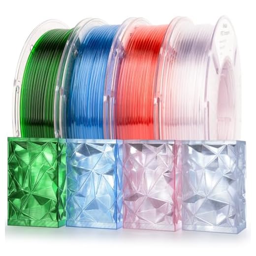 AMOLEN Rapid PETG Transparent 3D Printer Filament 1.75mm +/-0.02mm,500mm/s High Speed Strong Toughness Multicolor Bundle Sky Blue/Green/Transparent/Pink 250gx4