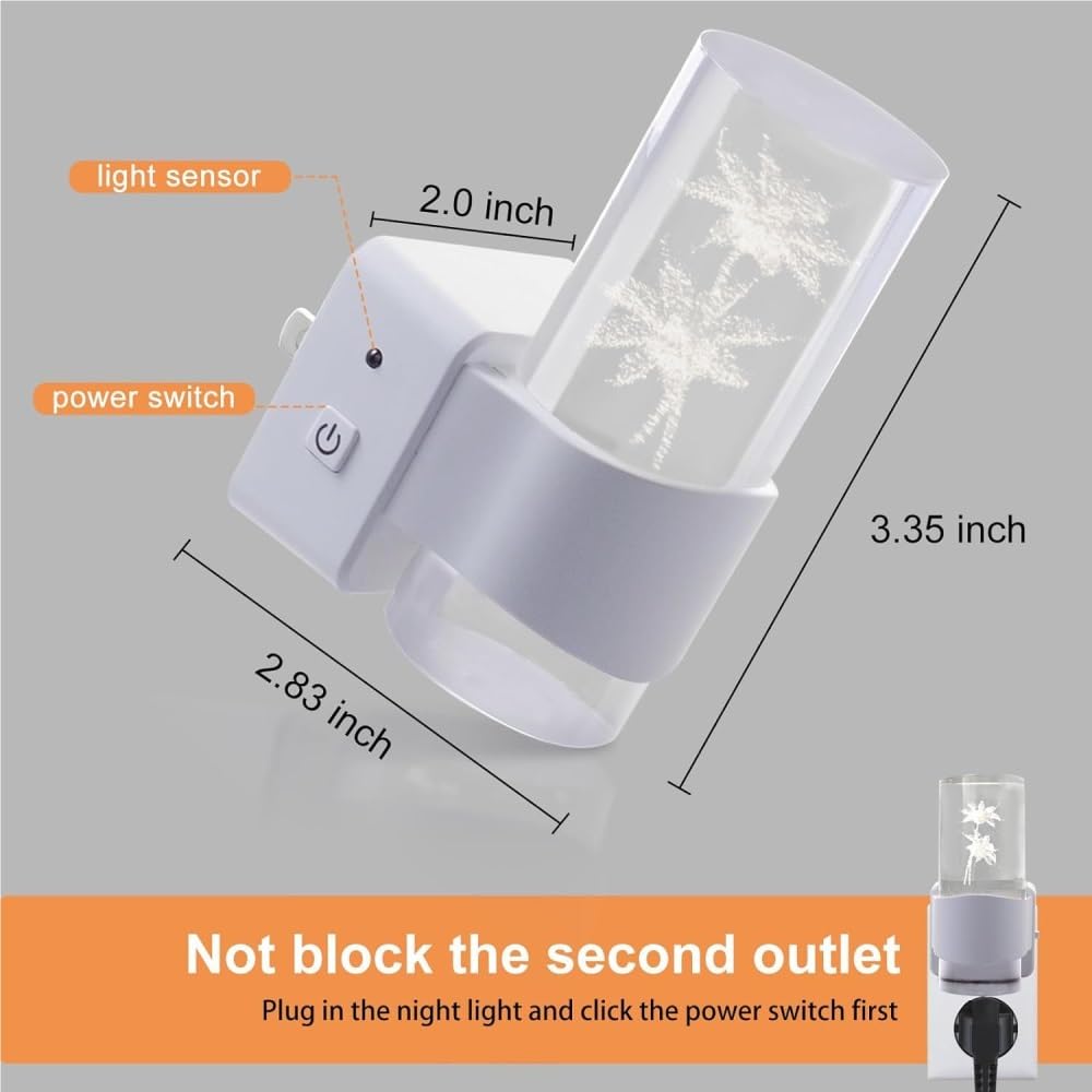 Entrance nowa lampka nocna LED z rzeźbieniem 3D – lampa ścienna z czujnikiem ruchu do korytarza, sypialni, na schody (styl 1,2 szt.)