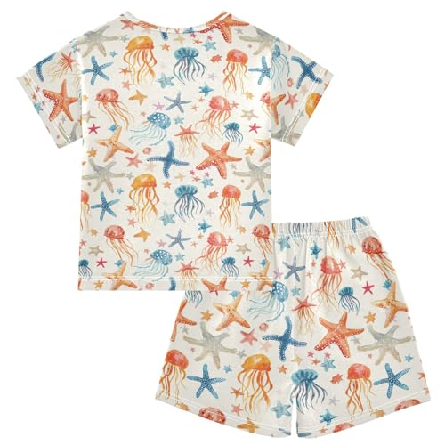 ALAZA Jellyfish Starfish Pajama Set Short Sleeve Sleepwear Soft Lounge Nightwear2