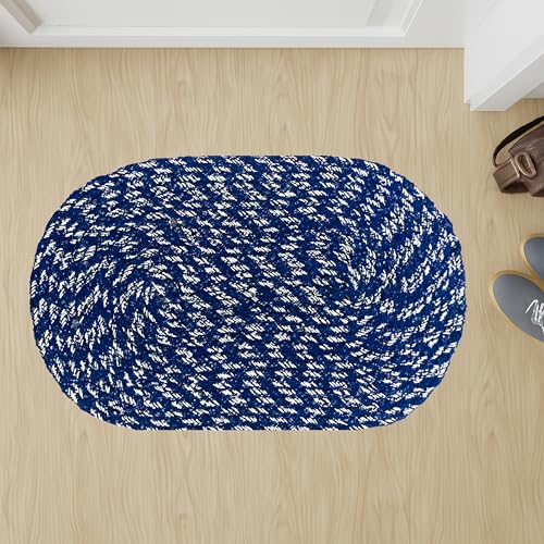 Image of Doormat Combo|Handmade Cotton Doormat | Quick Dry, Washable Door Mat for Home, Bathroom & Bedroom (33X53 CM)(Blue-2)