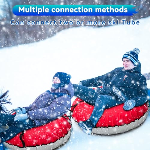 Teflever 40\" Snow Tubes for Sledding Heavy Duty, Snow Tube with Canvas Cover and Inner Seat