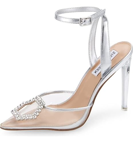 Steve Madden Women's Alessi Pump, Clear Jewel Buckle, 6.5 #TOP18