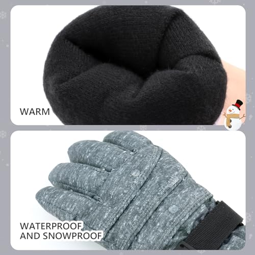 Image of Duoyeree Kids Waterproof Ski Gloves Warm 5-Fingered Winter Accessories for Boys & Girls Aged 4-13.