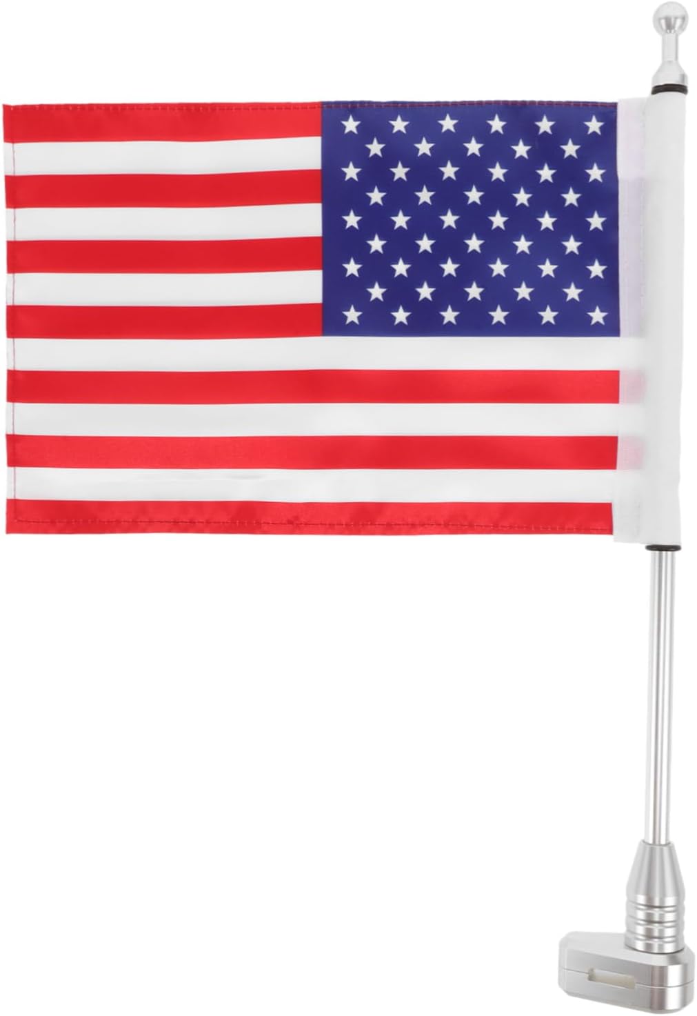 UKCOCO American Flag Pole Kit for Motorcycle and Bike Cargo Rack - Adjustable Chrome Metal Flag Holder with Mount for Outdoor Rides and Parades