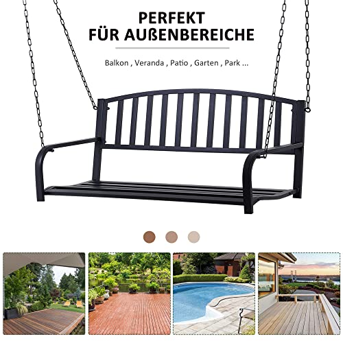Schaukelbank Outsunny 2-Sitzer Gartenschaukel mit Ketten und Metallgestell