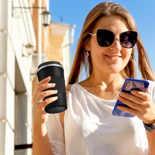 Foto von Aolieh Thermobecher, Kaffeebecher mit Auslaufsicherem Deckel, Thermobecher- Isolierbecher, Edelstahl Travel Mug, Kaffeebecher to go für heißes und kaltes Wasser Kaffee Tee (380ML,Schwarz)