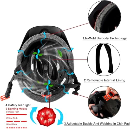Image of Kids Bike Helmet with LED Light for Youth Teen Toddler Boys Girls | Adjustable with Detachable Visor for Age 3-5-8-10-12-14,Safety Certified Multi-Sport for Bicycle Scooter Skateboard