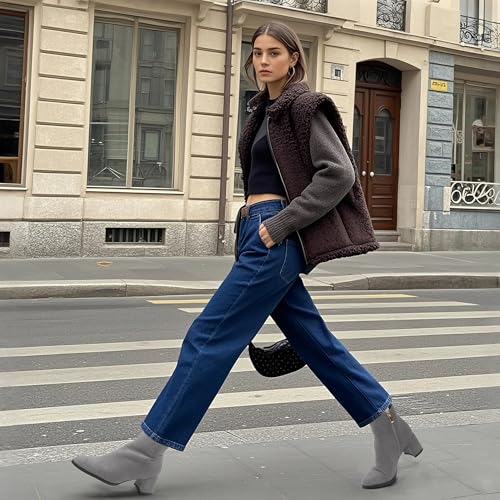 Ankle Boots for Women Low Heel Suede Wide Width Chunky Short Booties Comfortable Fashion Work Winter Boots 2 Inch3