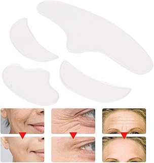 4 peças de adesivo de silicone antirrugas, almofada de prevenção reutilizável para levantamento de pele e remendo de queixo para rosto, pescoço, testa, linhas finas e sorrisos e sinais