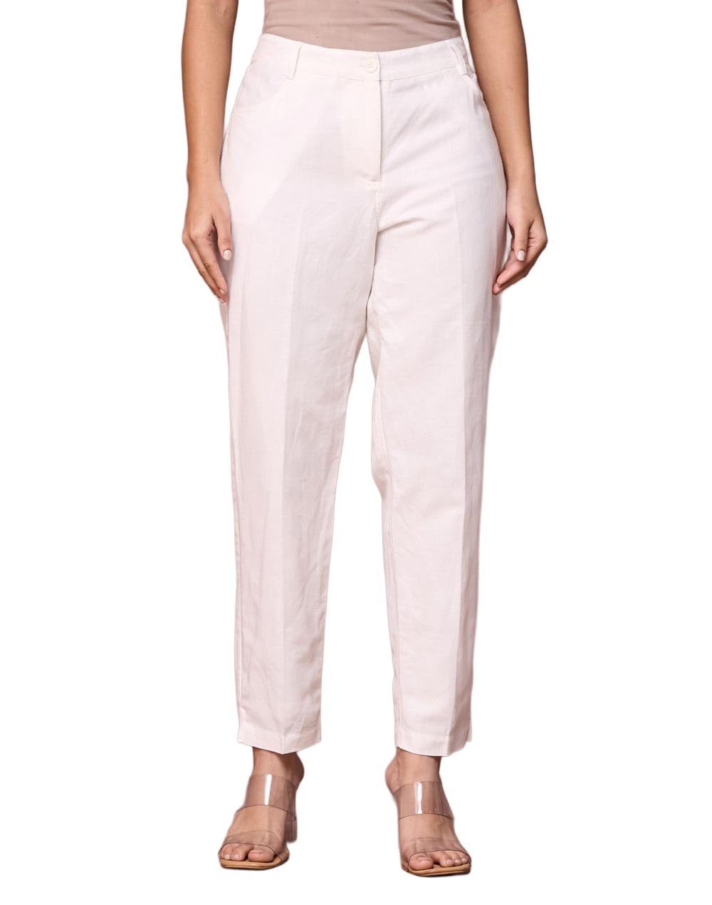 fabindia White Cotton Linen Formal Pant-picture-34