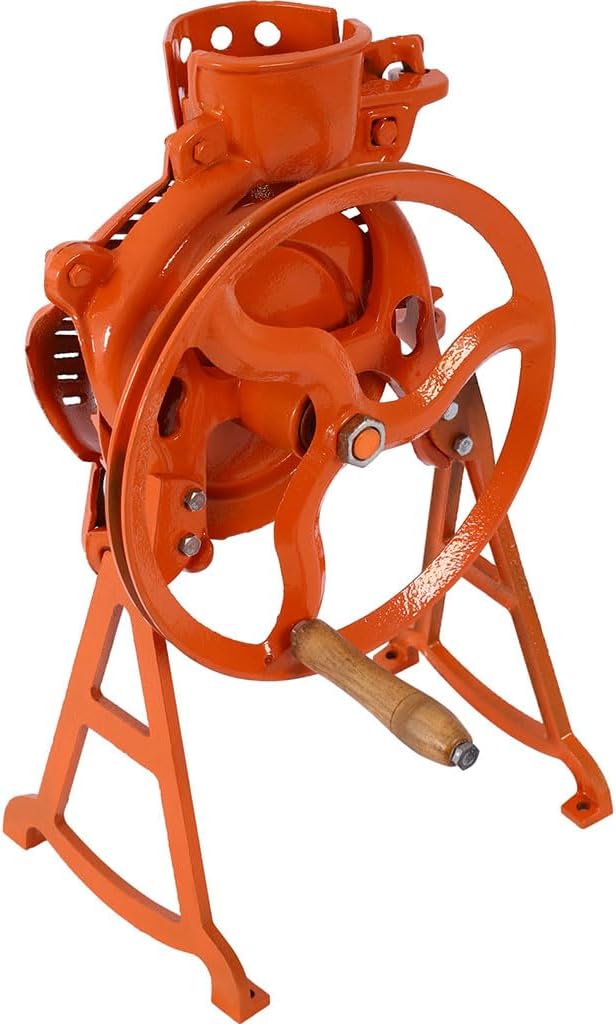 Corn Sheller Hand Crank, Heavy Duty Manual Corn Thresher with Stand and Wooden Handle, Dry Corn Sheller Heavy Duty Iron Corn Shelling Machine for Small Farm and Household Usage