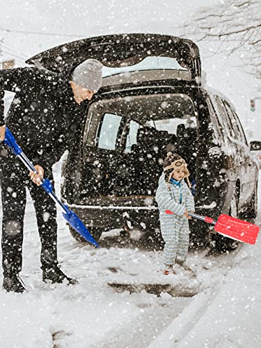 Kids Snow Shovel with Adjustable Handle- Detachable Red & Blue Plastic Snow Shovel for Kids- Portable Kids Shovels for Digging Snow Beach (Age 3+, 2 Packs)