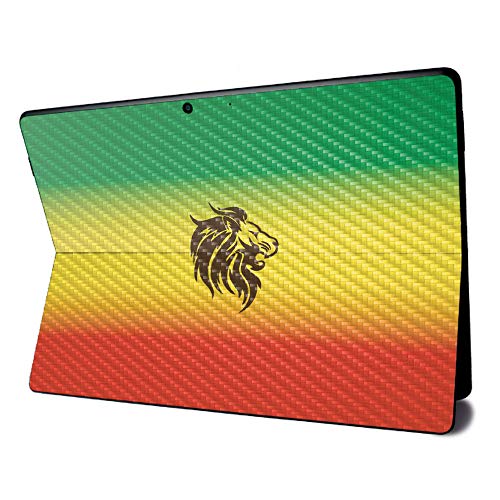 Image of MightySkins Carbon Fiber Skin for Microsoft Surface Pro X - Rasta Lion | Textured Carbon Fiber Finish | Easy to Apply, Remove, and Change Styles | Made in The USA