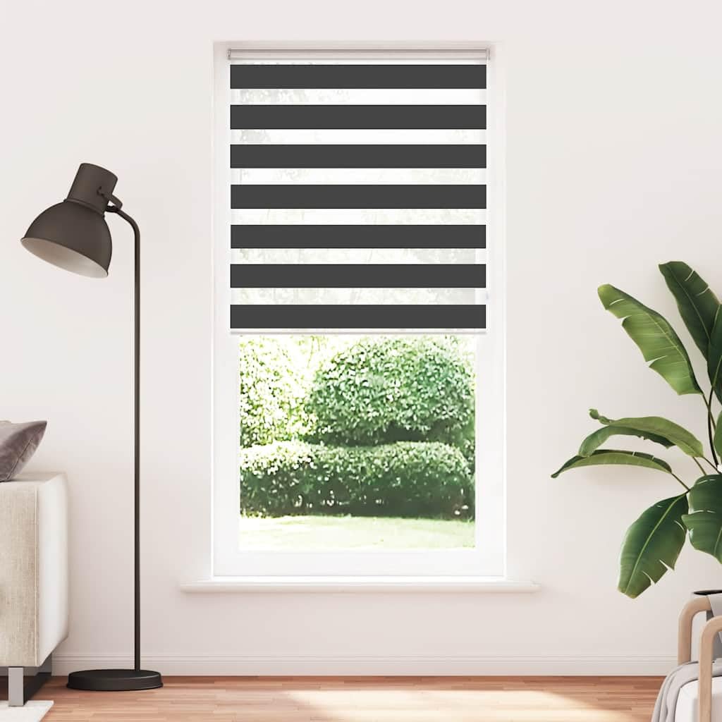 Rollo Zebra, Schwarz, 115 x 230 cm, Polyester | Wandmontage oder Fenster, ohne Bohren möglich, verstellbare Kette, Kindersicherung