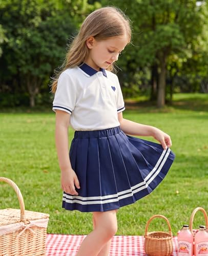 Move Dance Little Girls Dress 4T 5T Navy Blue Polo Skirt Set with Shorts - image 3