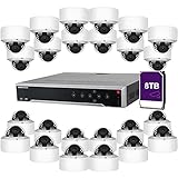 Commercial 32CH 4K H.265 NVR PoE Security Camera System, (24) 5MP POE IP Cameras with Audio,8TB...