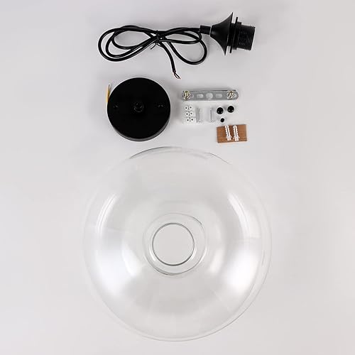 Miniatura 7 de JCPYIUL Lámpara colgante de globo de vidrio industrial, níquel cepillado, lámpara colgante de vidrio transparente, pantalla de granja, iluminación