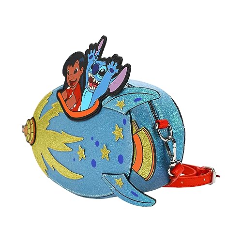 Lilo & Stitch Rocketship Women's Novelty crossbody bag With Glitter Fabric3