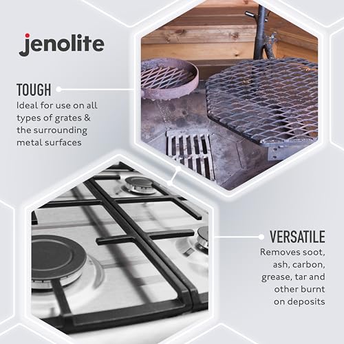 JENOLITE Ofenrost-Reiniger, 400 ml, entfernt Fingerabdrücke, Ruß, Asche, Kohlenstoff, Fett und Teer – ideal für Holzbrenner/Öfen, Kamine und Grillabende