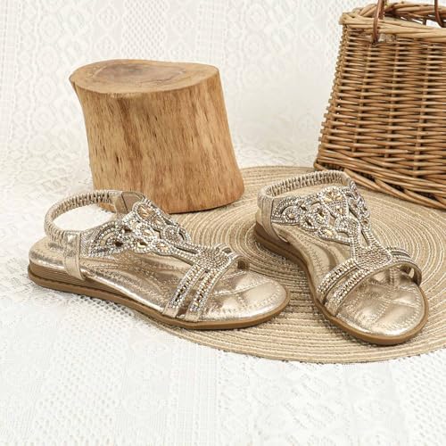 IWIHMIV Girls Sandals Girls Dress Elastic Ankle Strap Sandals Lightweight Summer Hollow Out Princess Beach Shoes3