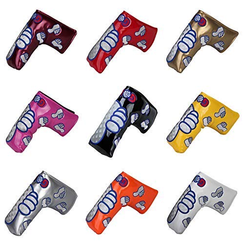 高級pu革 スコッティーキャメロン オデッセイに適合パターカバー 磁石タイプ開閉 GoodJob刺繍 ピンタイプ (赤)