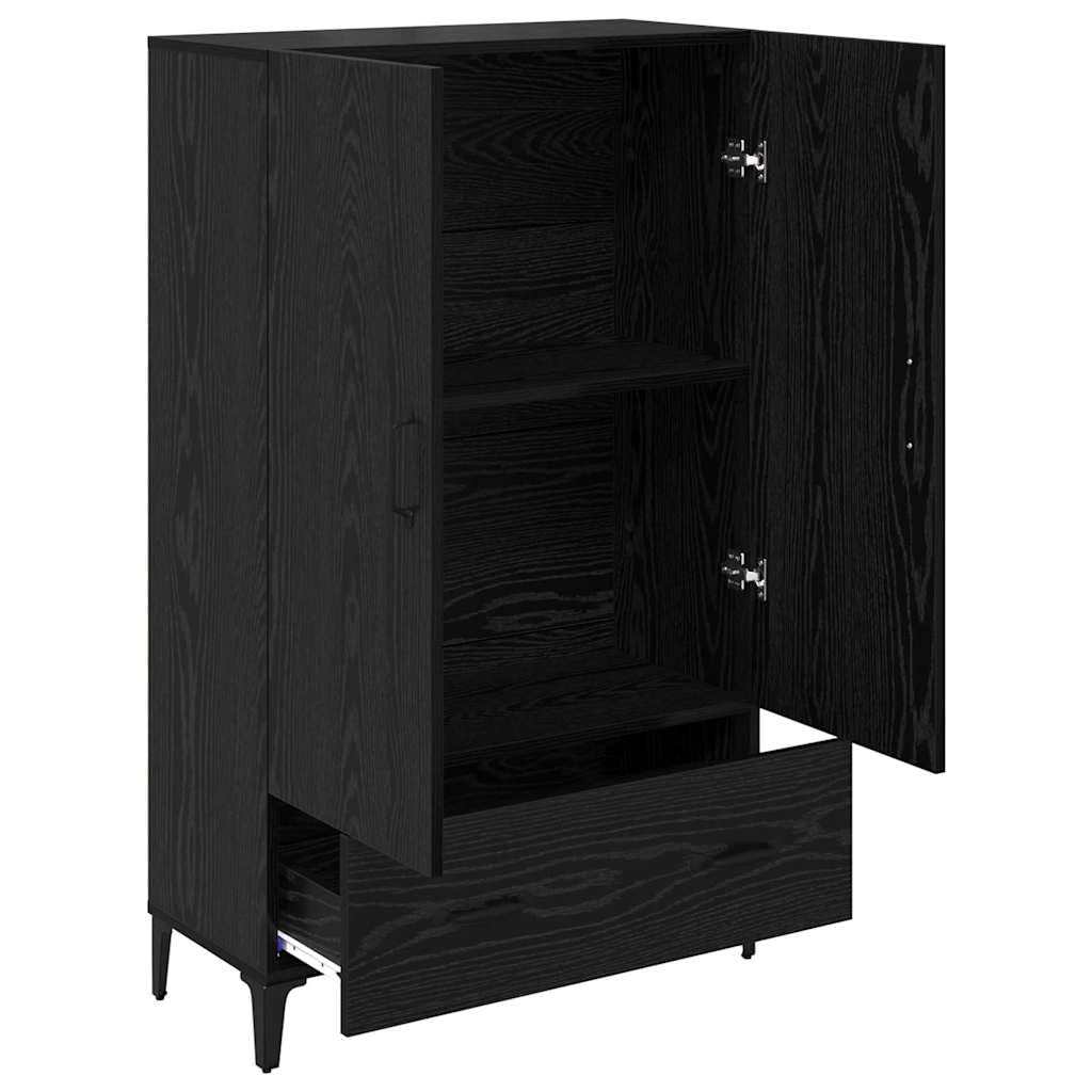 Wysoka szafka z szufladą Czarny Dąb 70 x 31 x 115 cm nowoczesna szafka do salonu z drewna inżynieryjnego pojemna komoda z szufladami do przechowywania