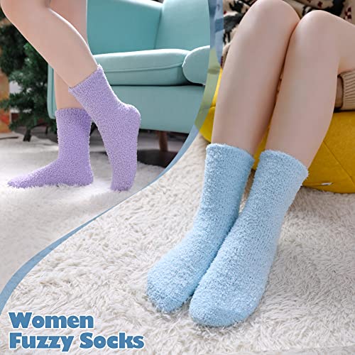 Image of LANLEO 5 /6 Pairs Womens Super Soft Fuzzy Plush Warm Winter Home Sleeping Slipper Socks