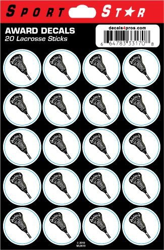 SportStar Lacrosse Helmet Award Decals - Lax Stick (20 Stickers)