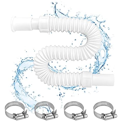 Sink Waste Pipe 72.5cm Extension Washbasin Bottle Trap Washbasin Waste Pipe Drain Hose Extension Pipe Kit 32mm Diameter with 4Pcs 12mm Hose Clip Clamp for Washbasin Dishwasher Sink Cover