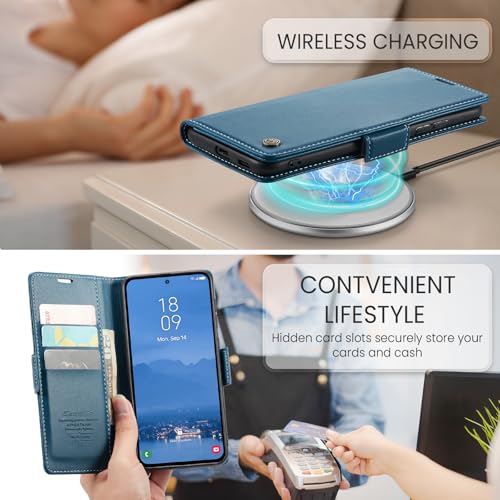 Rerzoiro for Samsung Galaxy S25 Plus Case, Premium PU Leather Wallet Case Flip Cover with [RFID Blocking][Card Holder][Stand Function] Shockproof Protective for Samsung Galaxy S25 Plus, Blue by Rerzoiro - Image 4