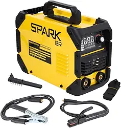 Máquina Solda Inversora 120MMA Bivolt Painel Digital SparkBR Máscara Acessórios Portátil Alça Transporte Profissional 2,0 2,5 3,2 Eletrodos AMG-W01