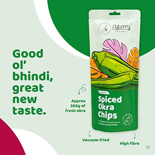 Image of Flyberry Gourmet Vacuum Fried Okra Chips, 240g (Pack of 6x40g) | Less than 2% Rice bran oil | No Palm Oil & Preservatives | Healthy Snacks