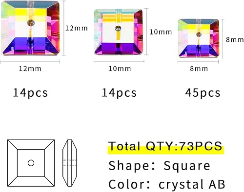 Miniatura 2 de Diamantes de imitación de cristal AB para coser, forma cuadrada, cuentas de costura con diamantes de imitación con agujeros para ropa, vestidos,