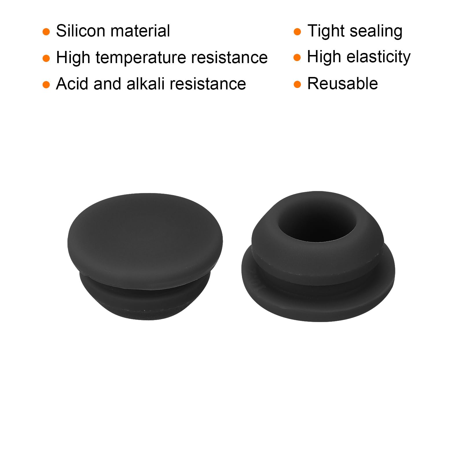 QUARKZMAN Tapones de Silicona para Agujeros de 10mm, 10 Piezas Tapón de Sellado para Muebles Bañera Grifo Drenaje, Negro