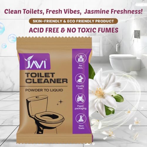 Image of Javi Plant Based Toilet Cleaner | Non-Toxic, Eco-Friendly and Biodegradable | Elimimates Yellow Stains Limescale & Germs | Plastic free Packaging | Powder to liquid | 4Sachet = 2lit