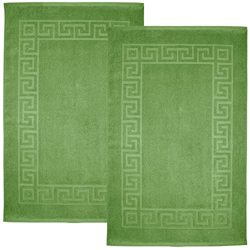 DAN RIVER 100% Cotton Bath Mats | Towel Bath Mat for Floors| Washable Bath Mat Set| Hotel Bath Mat| Cotton Bath Rugs| Cotton Shower Floor Mat| Green Bath Mat|900 GSM|20x32 Inches| Pack of 2