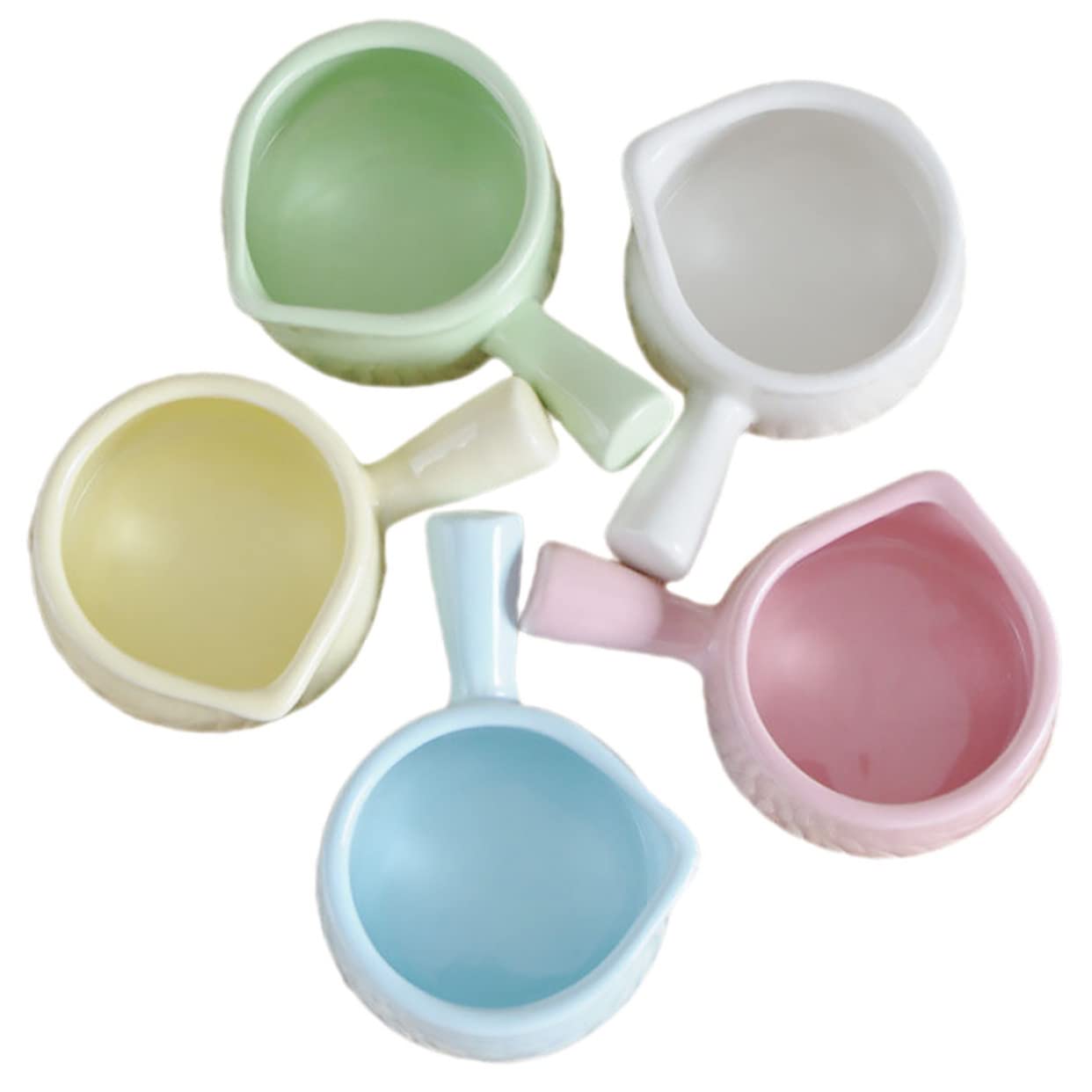 ABOOFAN 5 Coupelles en Céramique 100ml, Pichet à Sauce et Pot à Crème à Bec Unique, pour Sauce et Sirop la Maison Restaurant