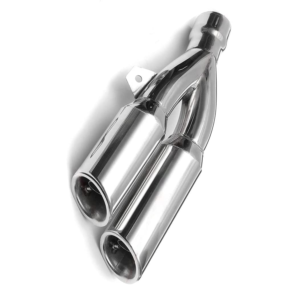 Riloer Silenziatore Di Scarico Moto Doppia Uscita Diametro 51mm Kit Tubo Di Scarico Con Punta In Acciaio Inossidabile Per Gy6-125 Gy6-150 Niaja 250 Cb400 Cbf500 Er-6n Z1000 Yzf-R1