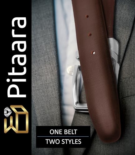 Pitaara Genuine Leather Reversible Belt For Men, Crossline Pattern (Black/Brown)4