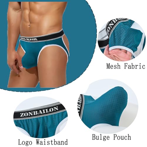 JINSHI Men's Jockstrap Underwear Sexy Breathable Bulge Pouch Thong Low Rise Workout Jockstraps Stretchy Athletic Supporter3