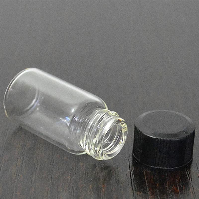 GatherTOOL 20pcs/Lot 3ml Transparent Glass Vials Reagent Bottle Sample Storage Container Bottle With Black Screw Cap For Put Powder Liquid