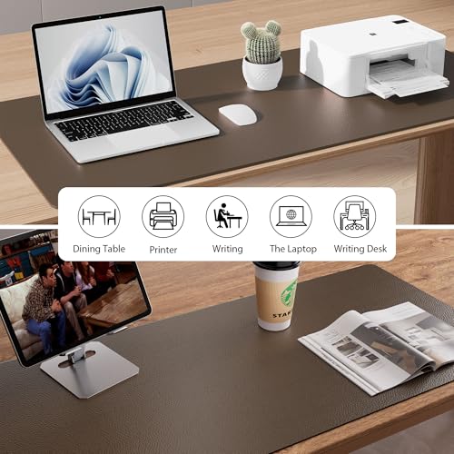 Image of Aothia Leather Desk Pad Protector, Office Mat, Large Mouse Pad, Non-Slip PU Leather Blotter, Laptop Desk Pad, Waterproof Writing Pad for Office and Home (Coffee, 31.5 inch x 15.7 inch)